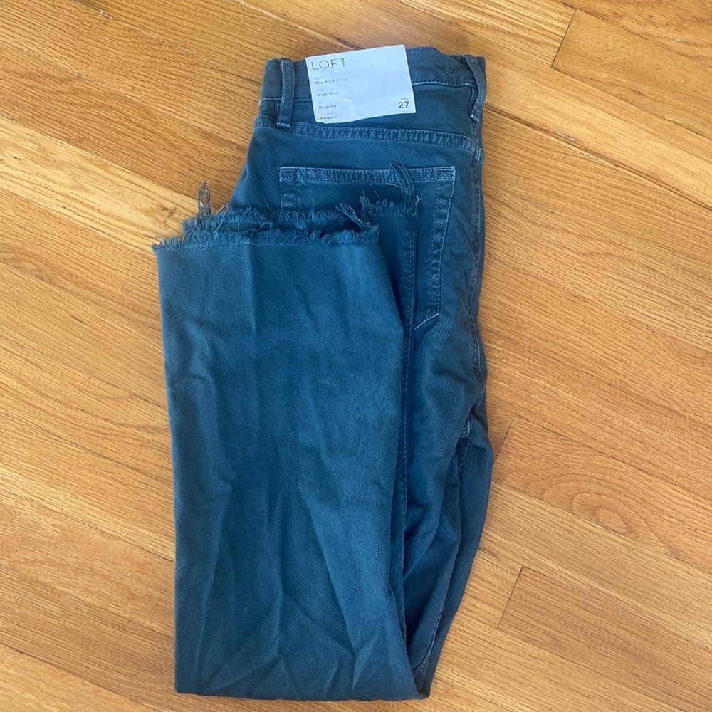 LOFT Kick Cropped Dusty Teal Jeans